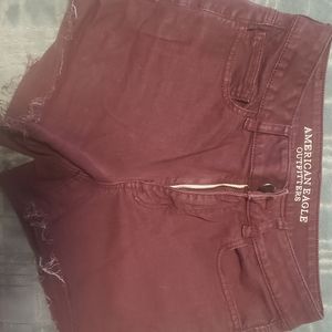 Maroon jean shorts